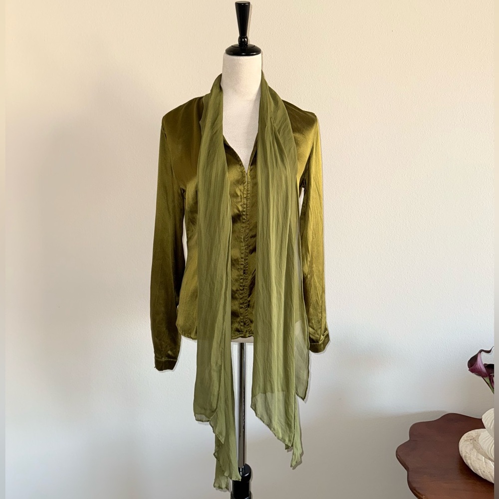 Roberto Cavalli Green Silk Top